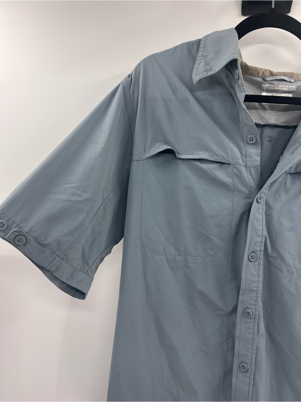 Columbia Omni-Shade Sun Protection Fishing Shirt Blue Large - Picture 3 of 8